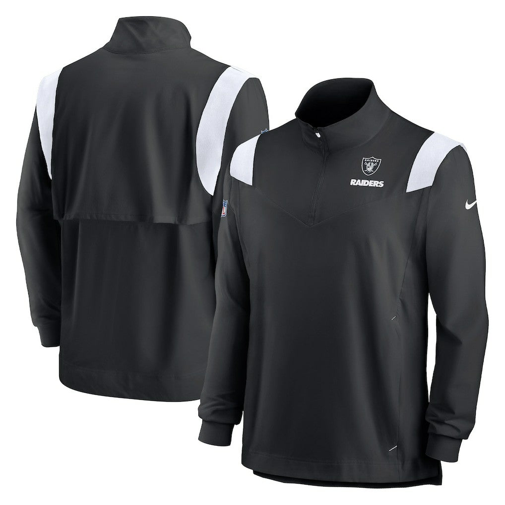 Las Vegas Raiders Nike Sideline Coach Chevron Lockup Quarter-Zip Long Sleeve Top
