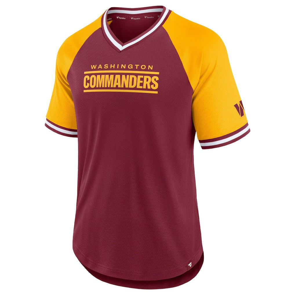 Washington Commanders Fanatics Second Wind Raglan V-Neck T-Shirt