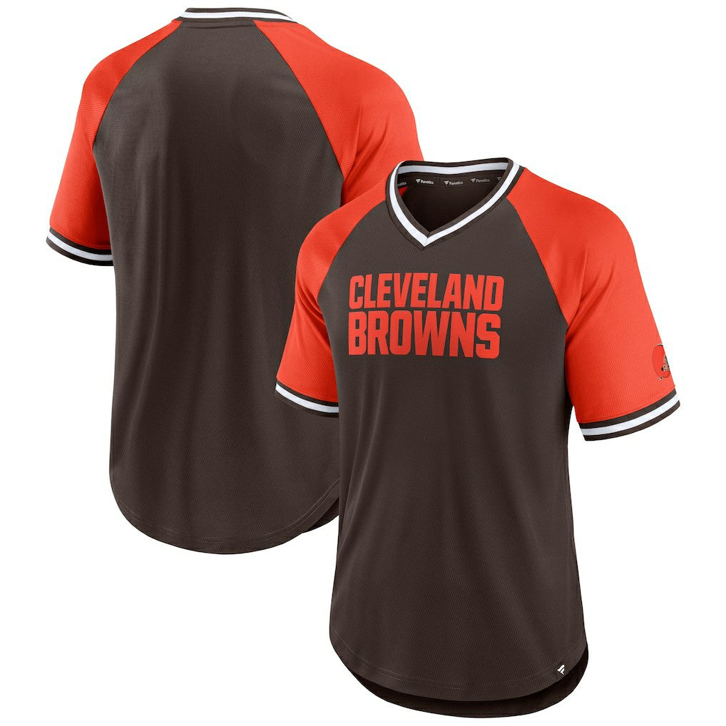 Cleveland Browns Fanatics Second Wind Raglan V-Neck T-Shirt