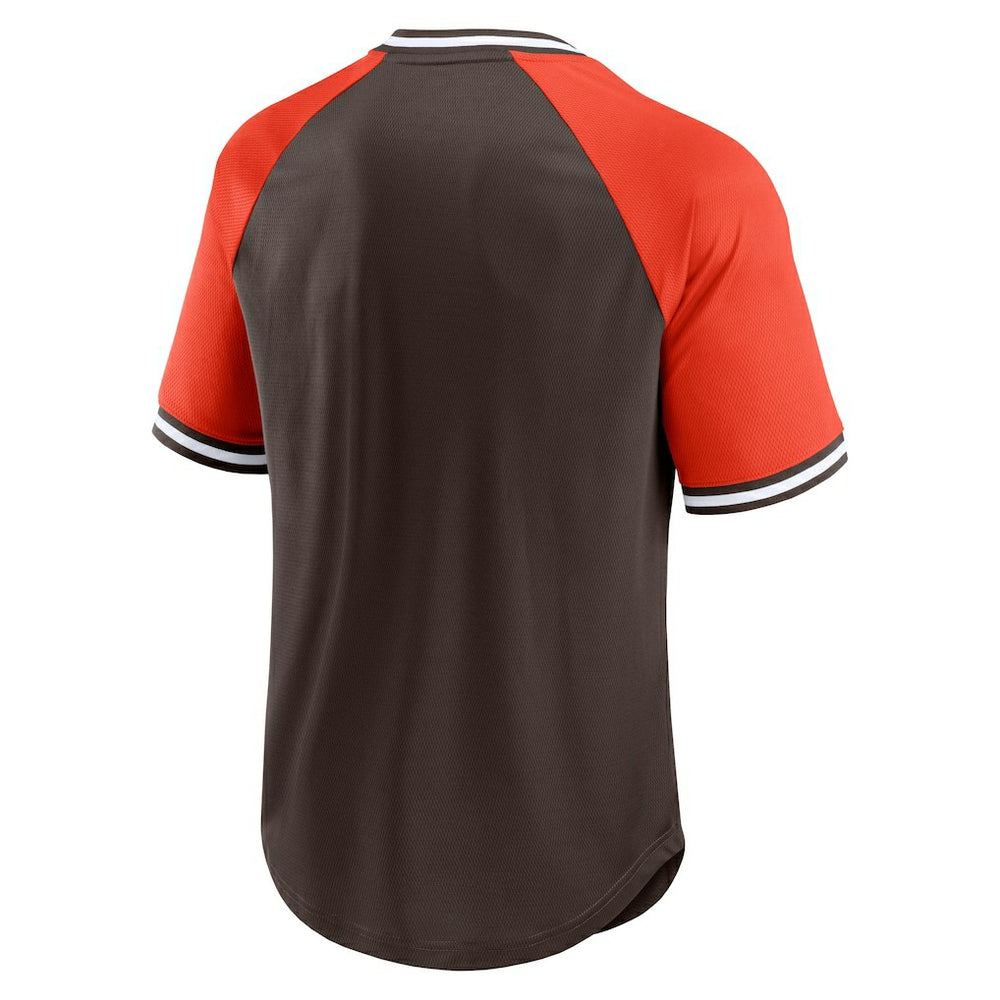 Cleveland Browns Fanatics Second Wind Raglan V-Neck T-Shirt