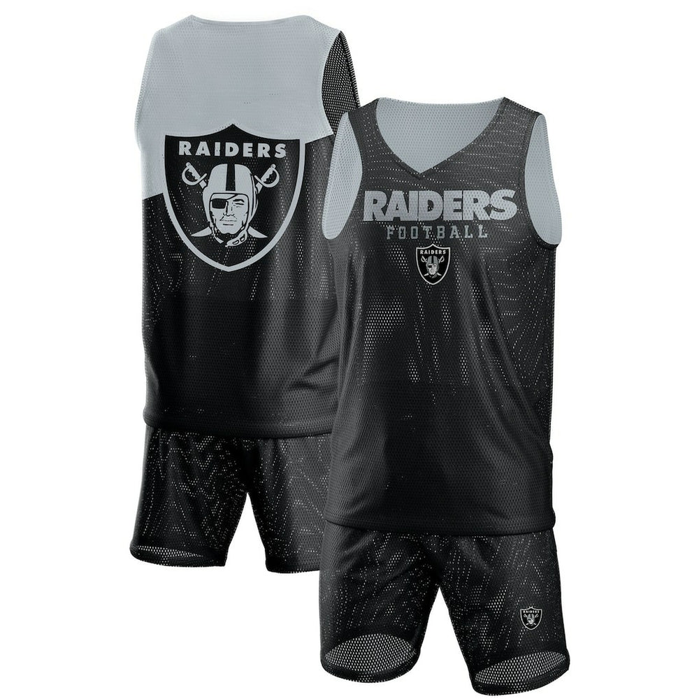 Las Vegas Raiders  FOCO Colorblock Mesh V-Neck & Shorts Set