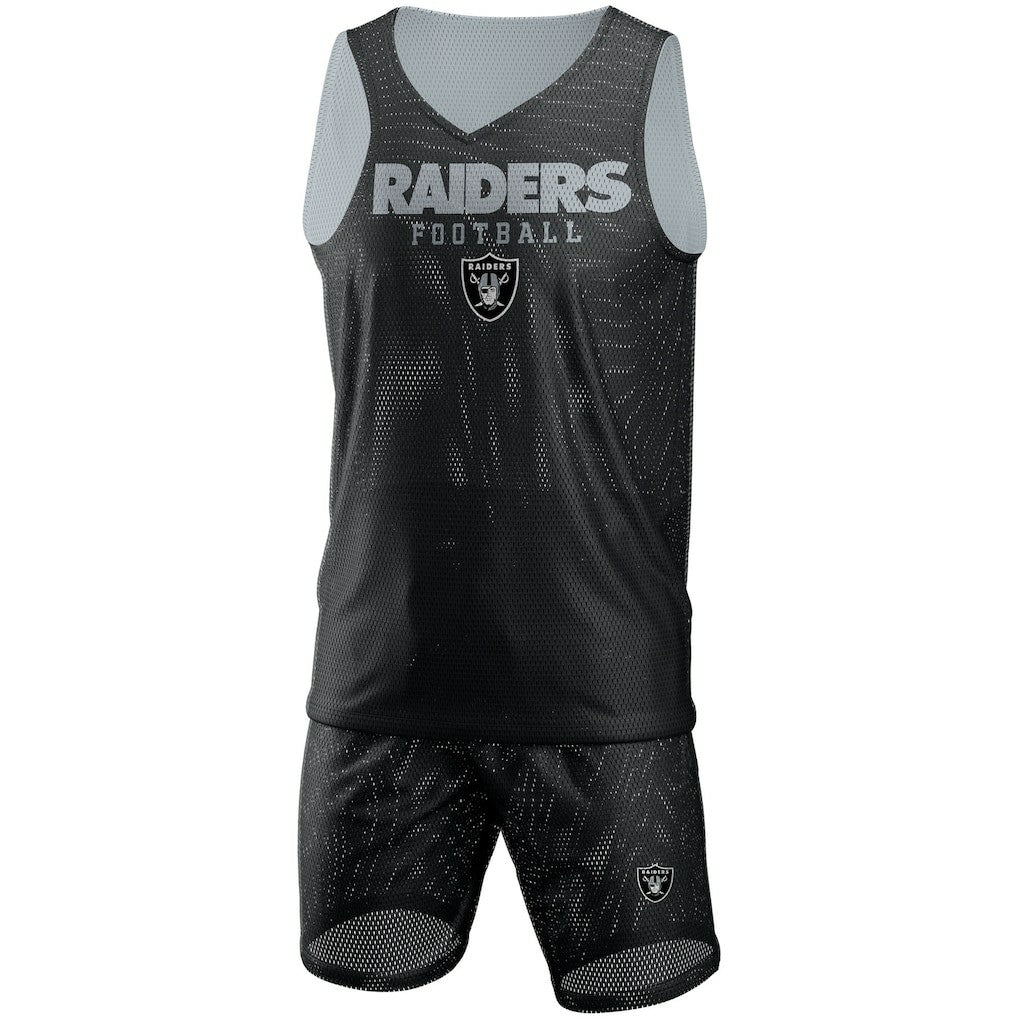 Las Vegas Raiders  FOCO Colorblock Mesh V-Neck & Shorts Set