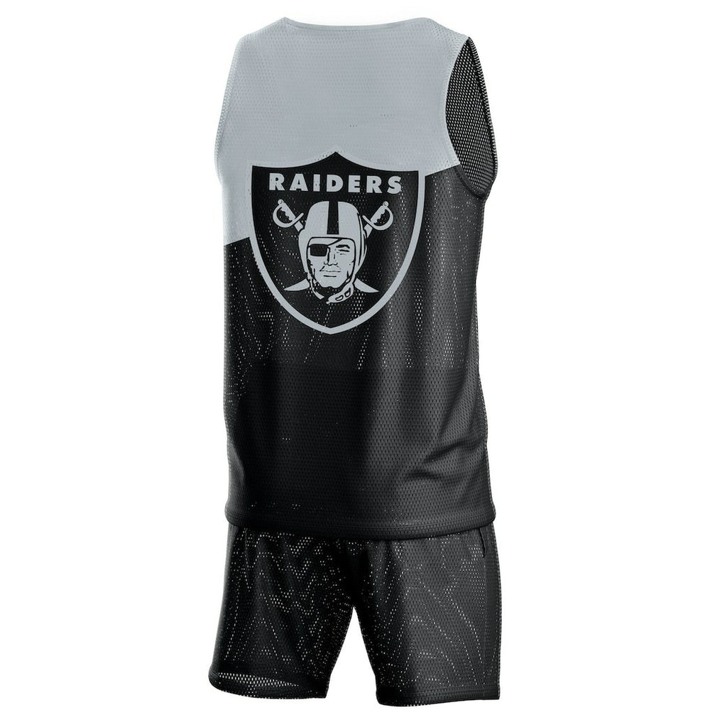 Las Vegas Raiders  FOCO Colorblock Mesh V-Neck & Shorts Set