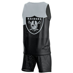 Las Vegas Raiders  FOCO Colorblock Mesh V-Neck & Shorts Set