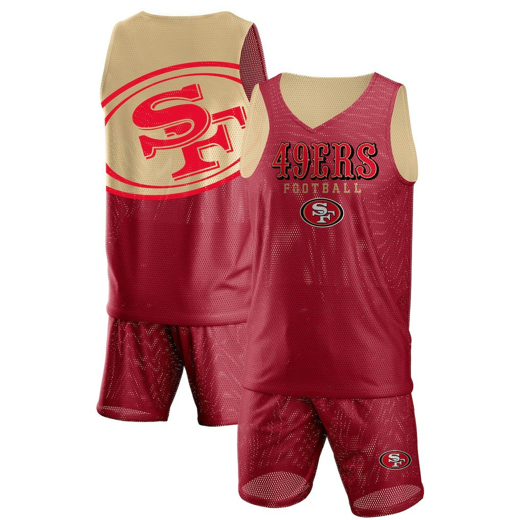 San Francisco 49ers  FOCO Colorblock Mesh V-Neck & Shorts Set