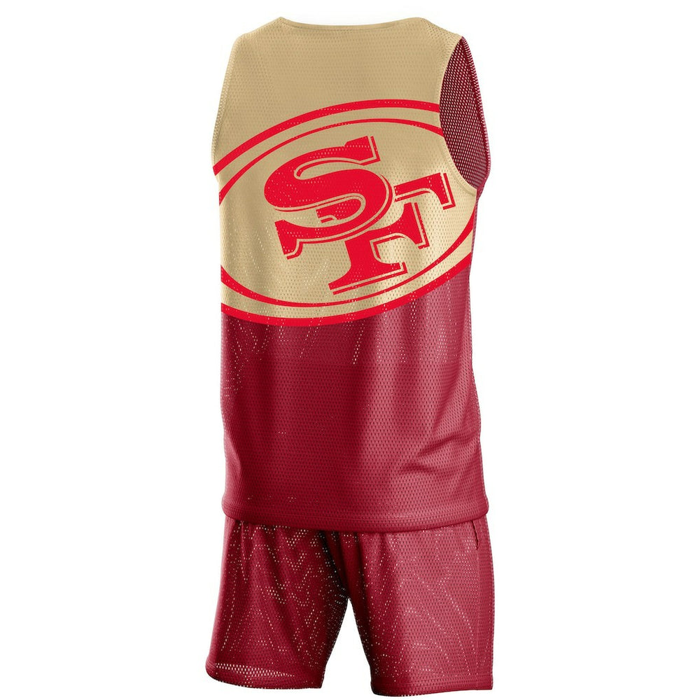 San Francisco 49ers  FOCO Colorblock Mesh V-Neck & Shorts Set