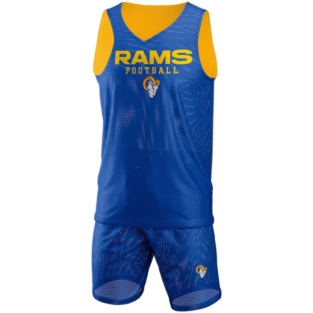Los Angeles Rams  FOCO Colorblock Mesh V-Neck & Shorts Set