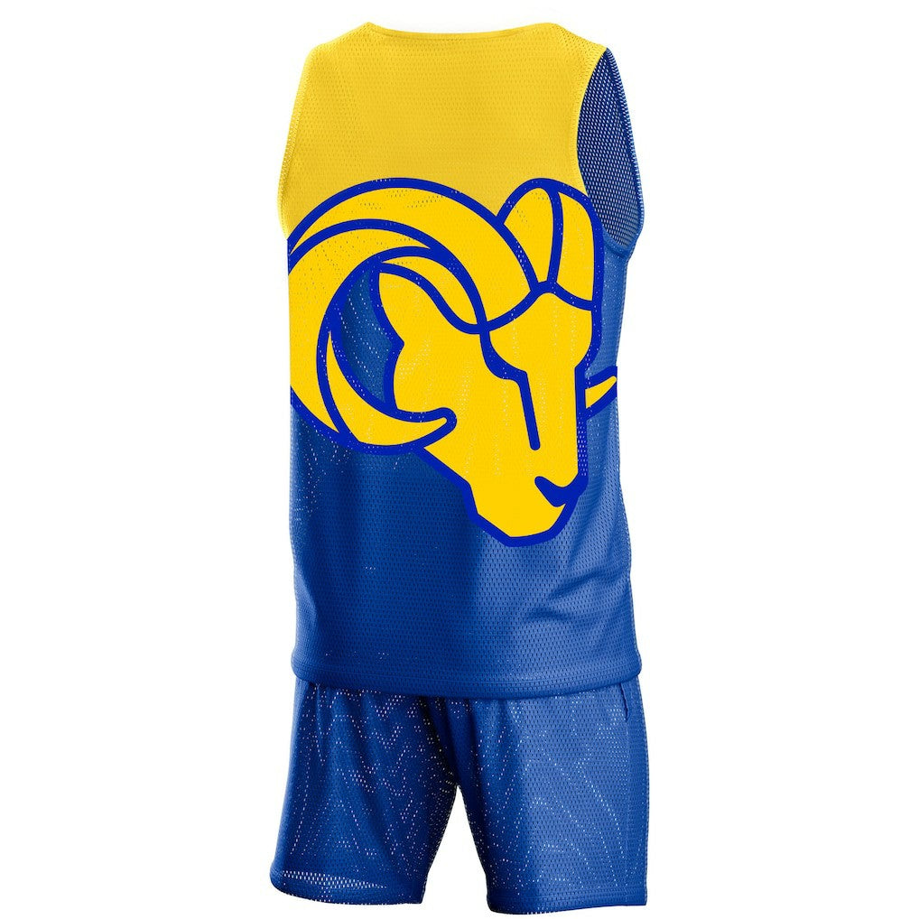 Los Angeles Rams  FOCO Colorblock Mesh V-Neck & Shorts Set