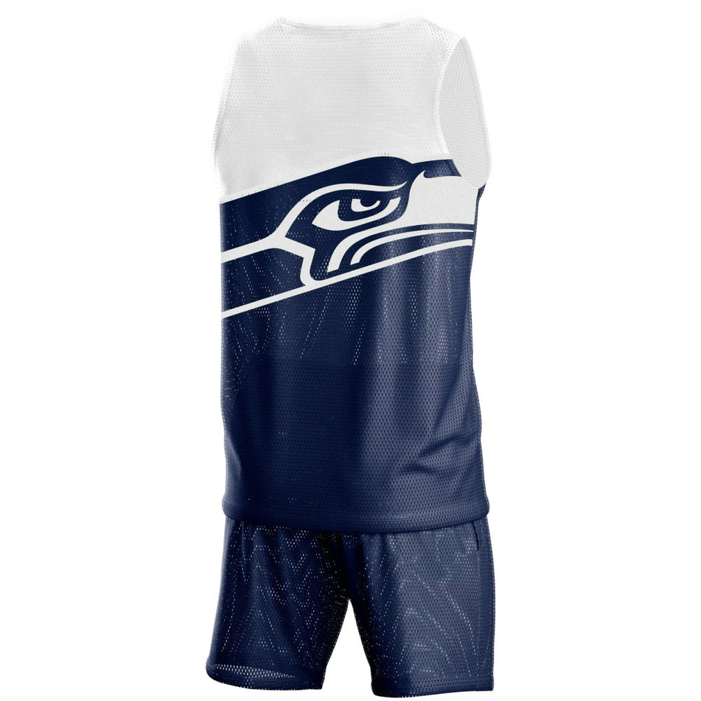 Seattle Seahawks  FOCO Colorblock Mesh V-Neck & Shorts Set