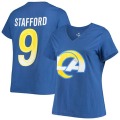 Los Angeles Rams Fanatics Matthew Stafford  Women's Plus Size Player Name & Number V-Neck T-Shirt