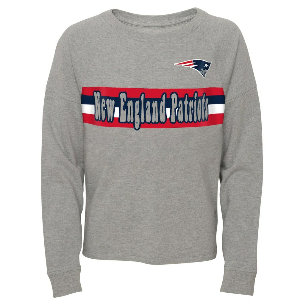 New England Patriots  Juniors All Striped Up Raglan Long Sleeve T-Shirt