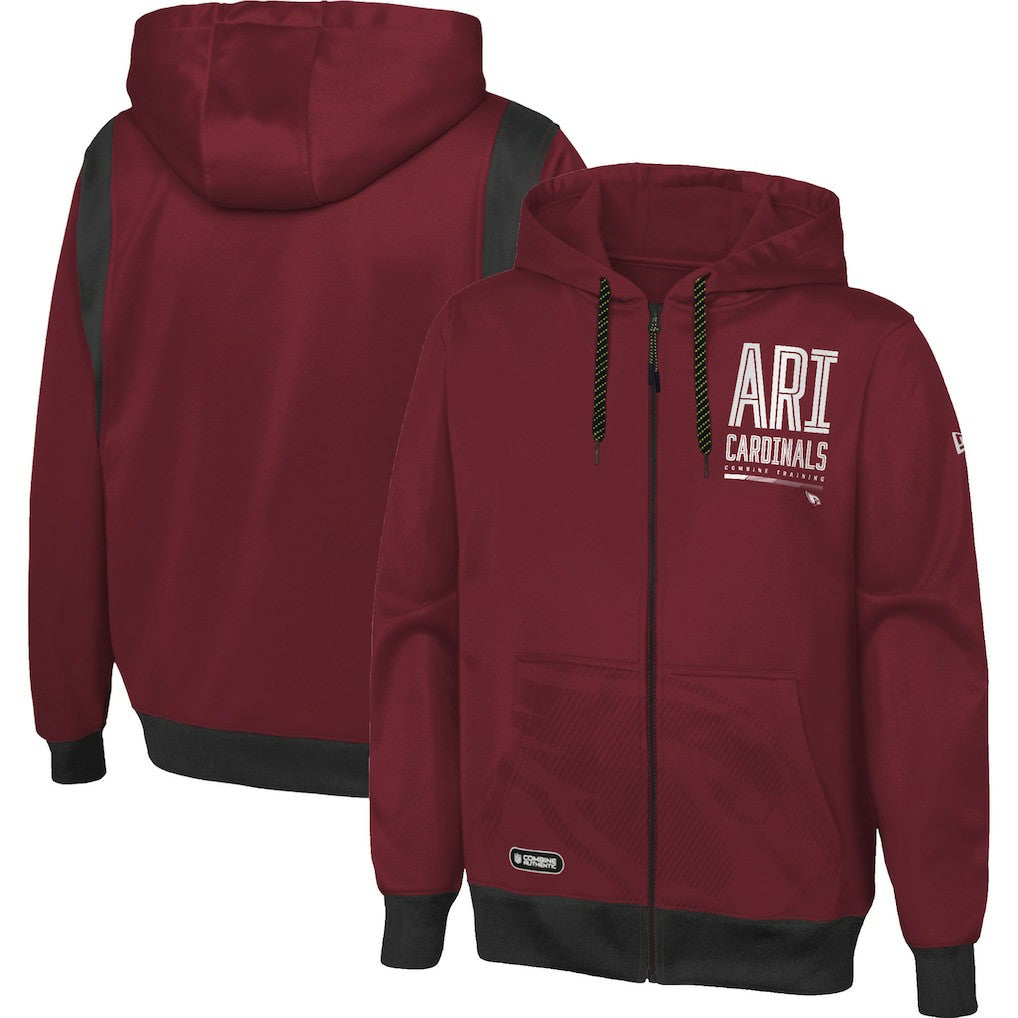 Arizona Cardinals New Era Combine Authentic Drop Back Full-Zip Hoodie