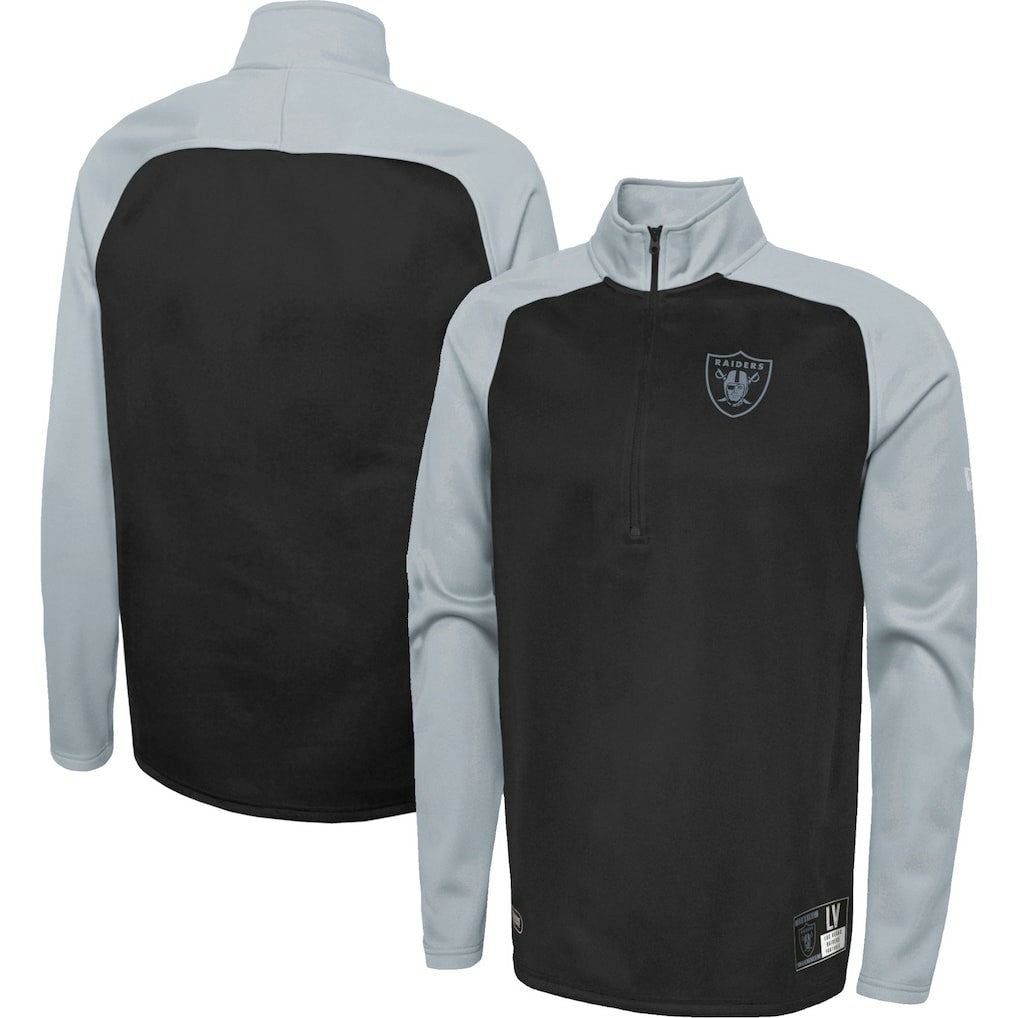 Las Vegas Raiders New Era Combine Authentic O-Line Raglan Half-Zip Jacket