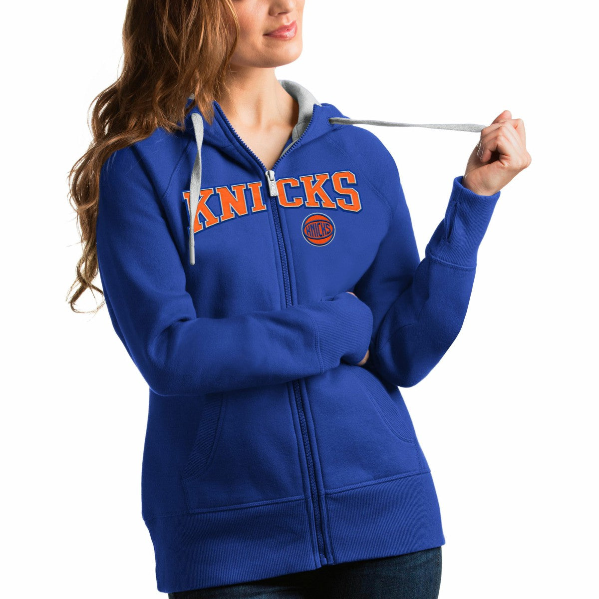 New York Knicks Antigua Women's Team Victory Full-Zip Hoodie Online