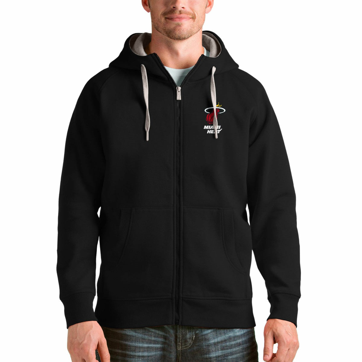 Miami Heat Antigua Logo Victory Full-Zip Hoodie Outlet