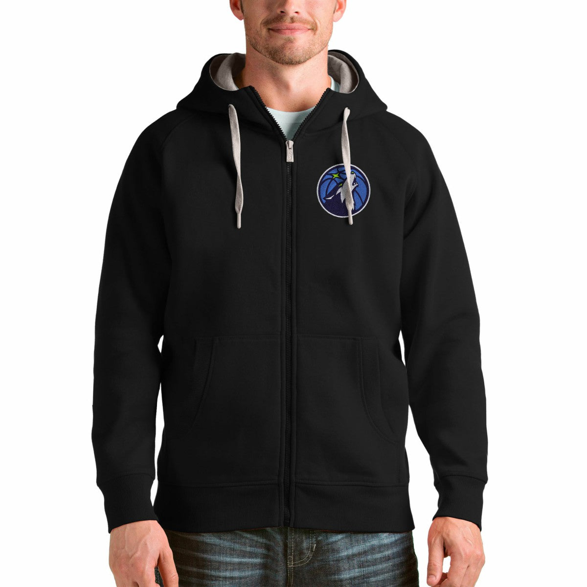 Minnesota Timberwolves Antigua Logo Victory Full-Zip Hoodie New