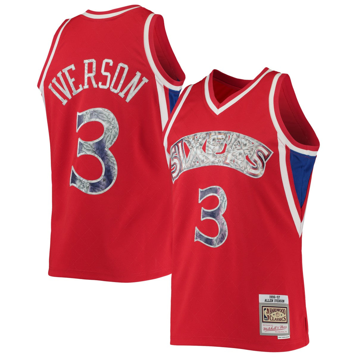 Allen Iverson Philadelphia 76ers 1996/97 Hardwood Classics NBA 75th Anniversary Diamond Swingman Jersey Discount