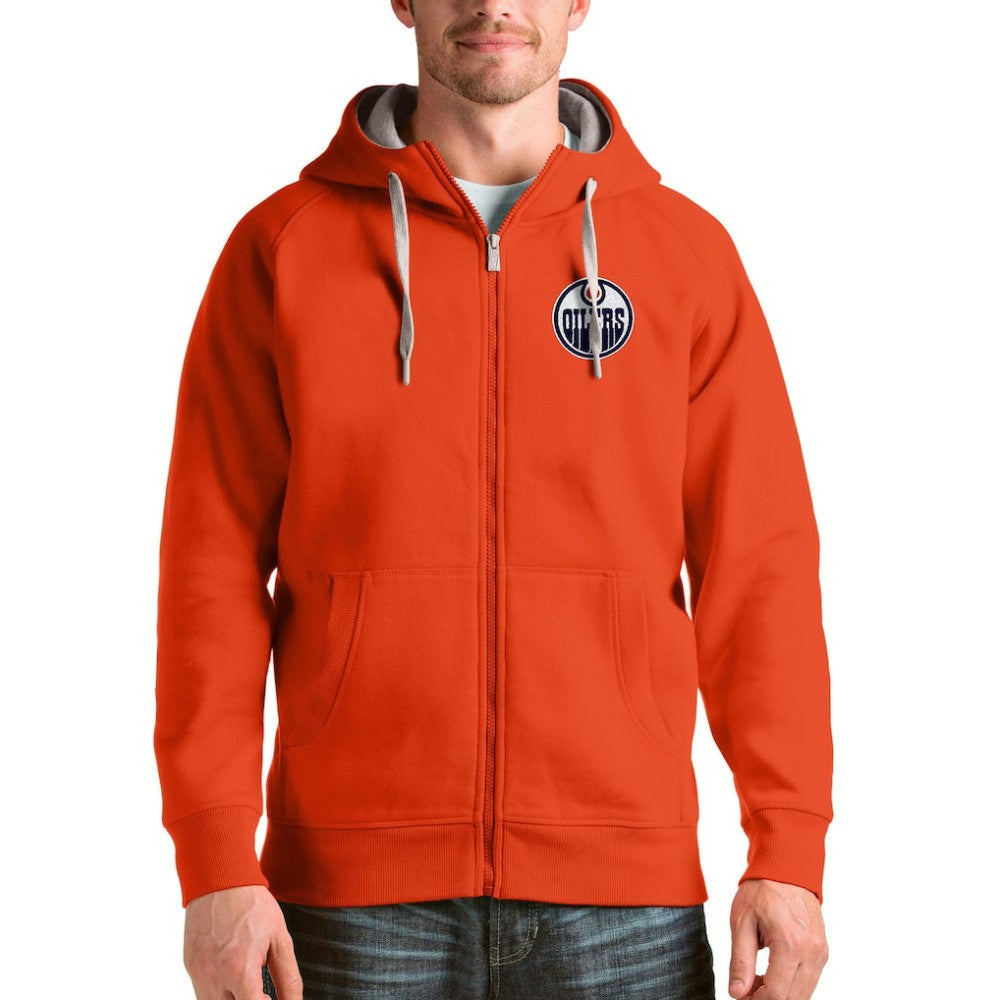 Edmonton Oilers Antigua Logo Victory Full-Zip Hoodie Outlet