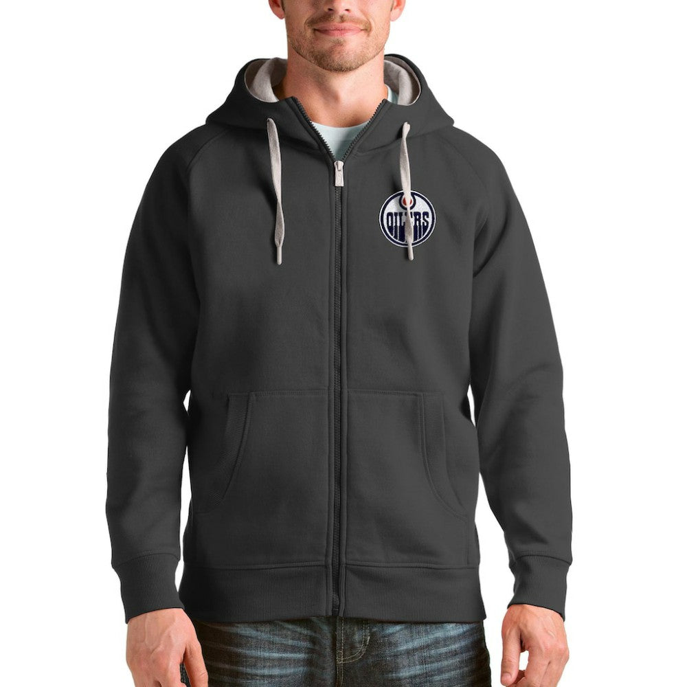 Edmonton Oilers Antigua Logo Victory Full-Zip Hoodie Outlet