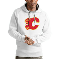 Calgary Flames Antigua Logo Victory Pullover Hoodie Sale