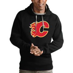 Calgary Flames Antigua Logo Victory Pullover Hoodie For Sale