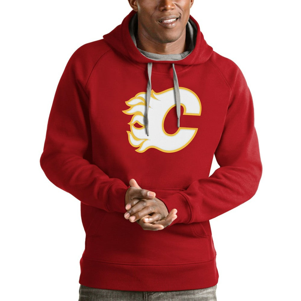 Calgary Flames Antigua Logo Victory Pullover Hoodie Outlet