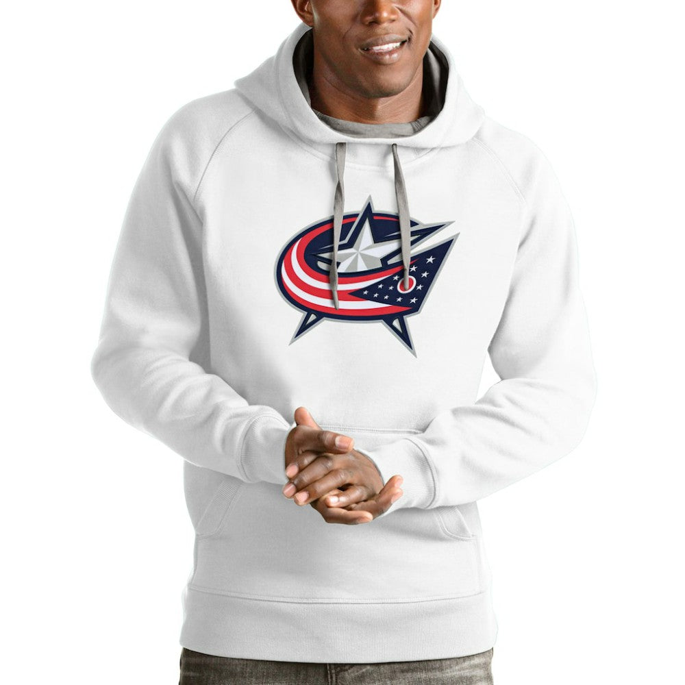 Columbus Blue Jackets Antigua Logo Victory Pullover Hoodie On Sale