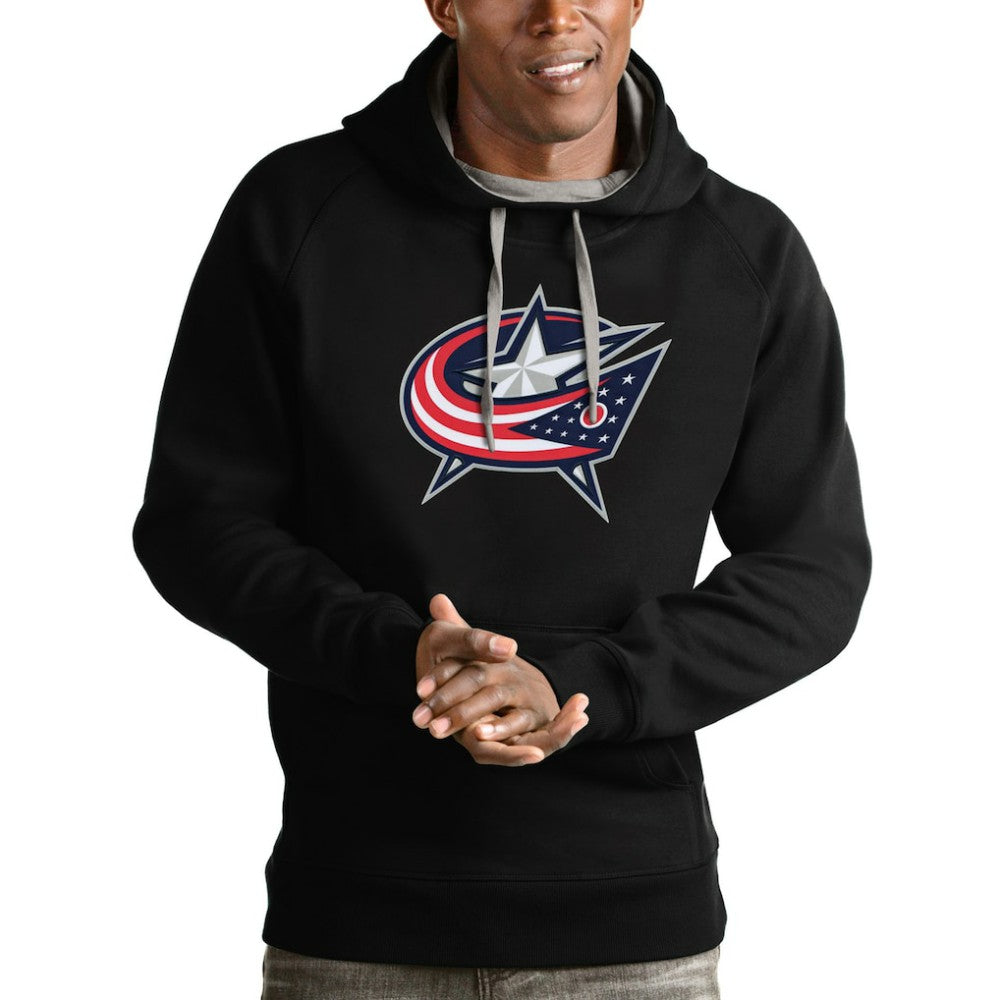 Columbus Blue Jackets Antigua Logo Victory Pullover Hoodie On Sale