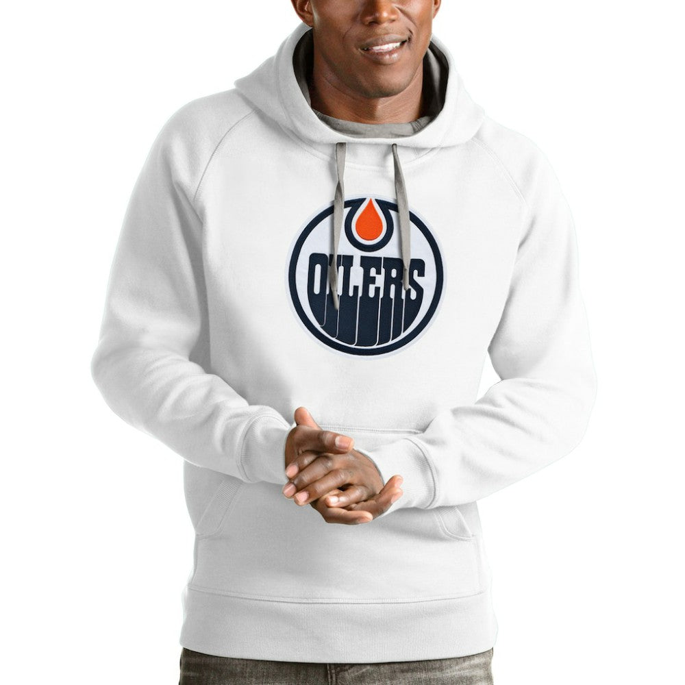 Edmonton Oilers Antigua Logo Victory Pullover Hoodie Outlet