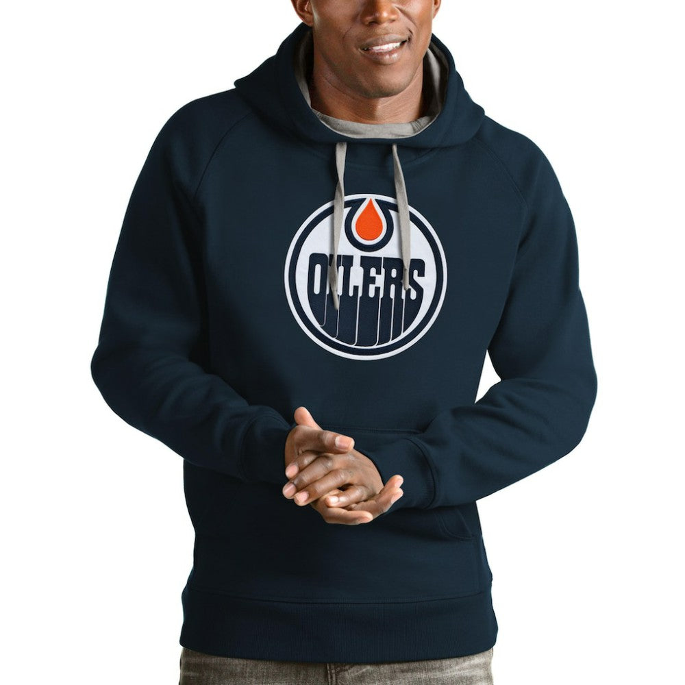 Edmonton Oilers Antigua Logo Victory Pullover Hoodie Sale