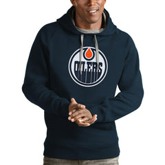 Edmonton Oilers Antigua Logo Victory Pullover Hoodie Sale