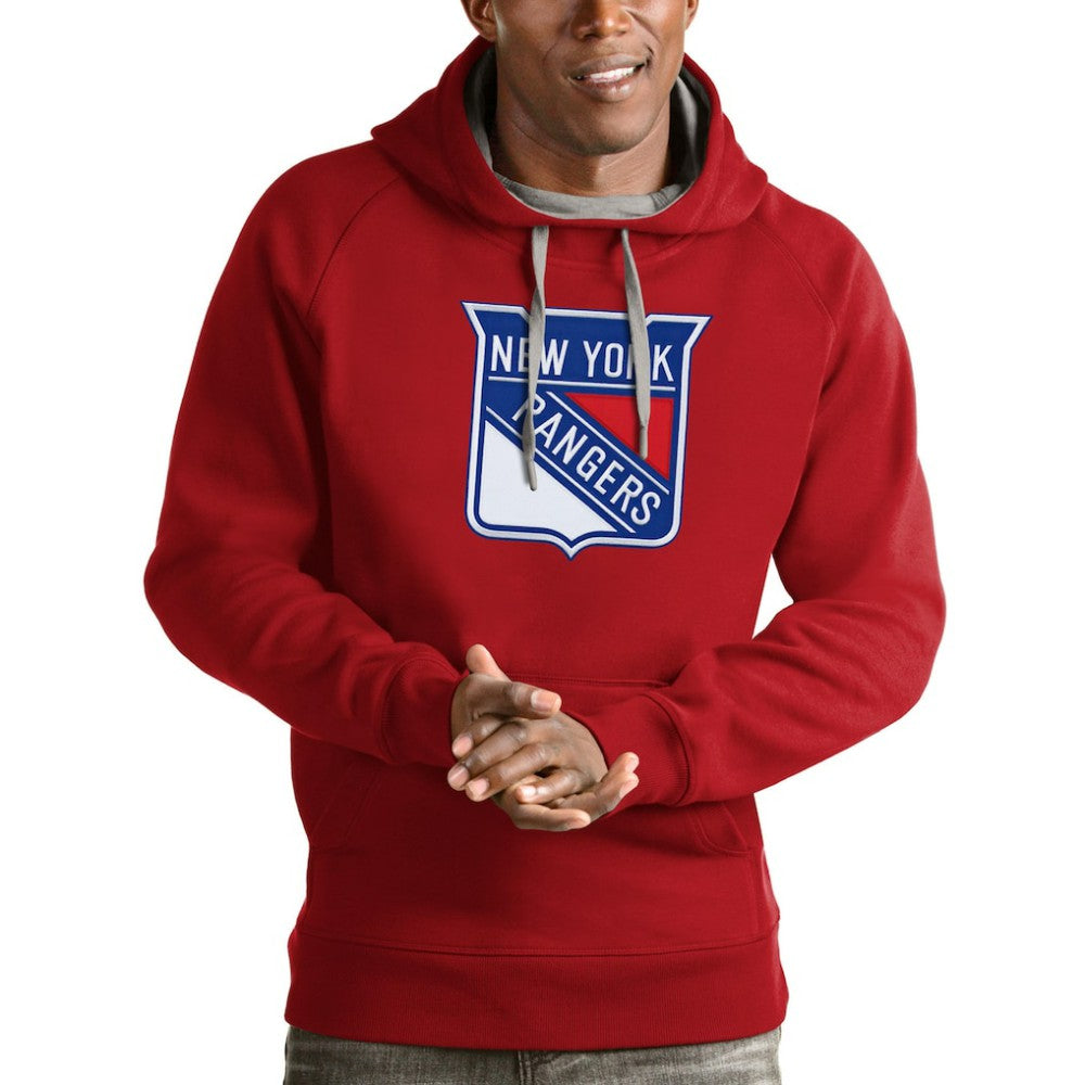 New York Rangers Antigua Logo Victory Pullover Hoodie Outlet
