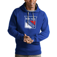 New York Rangers Antigua Logo Victory Pullover Hoodie Sale