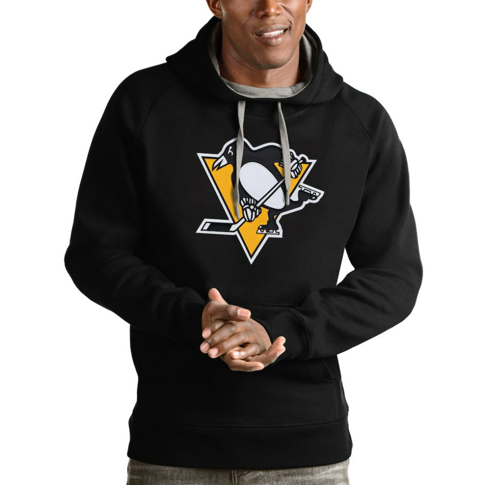 Pittsburgh Penguins Antigua Logo Victory Pullover Hoodie On Sale