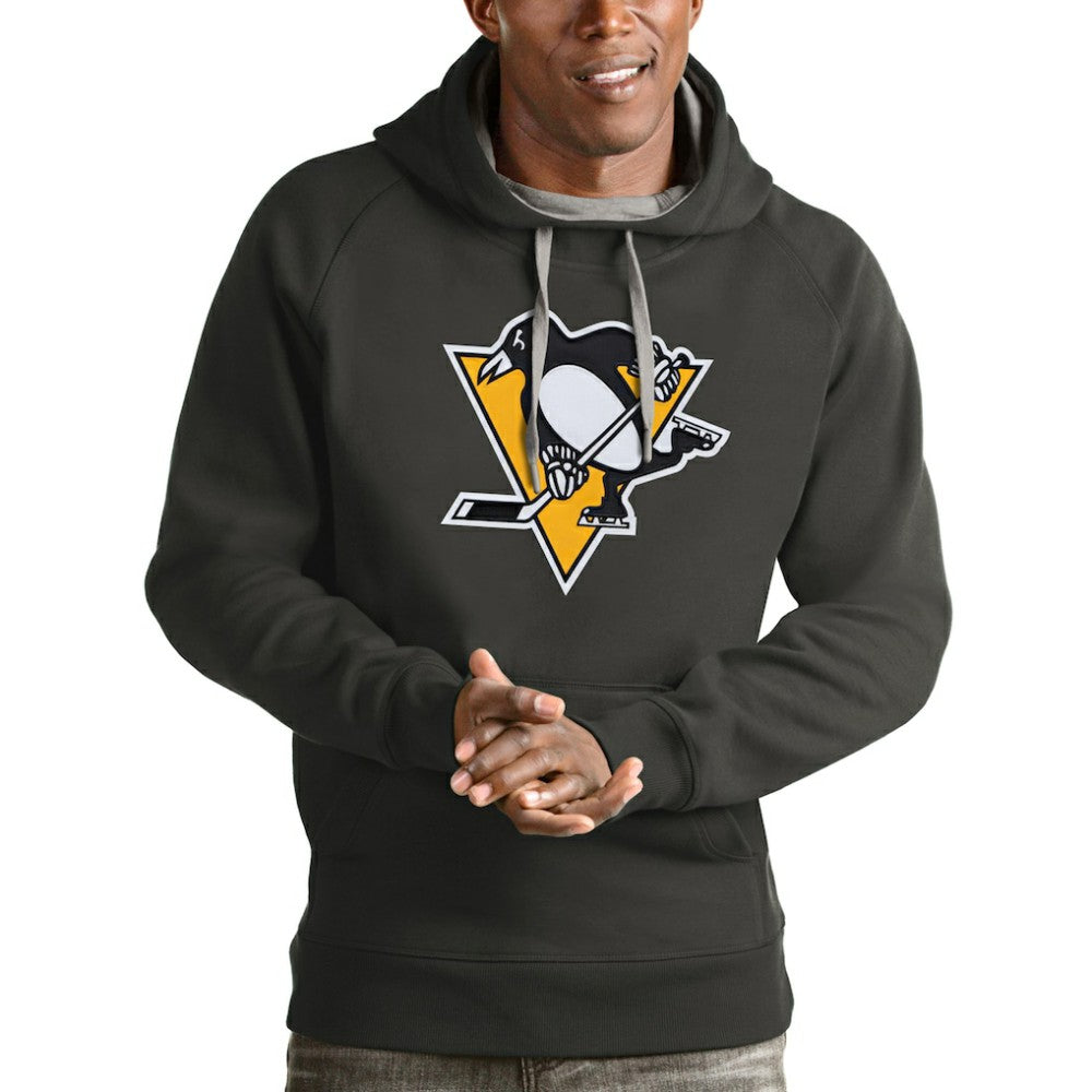 Pittsburgh Penguins Antigua Logo Victory Pullover Hoodie For Sale