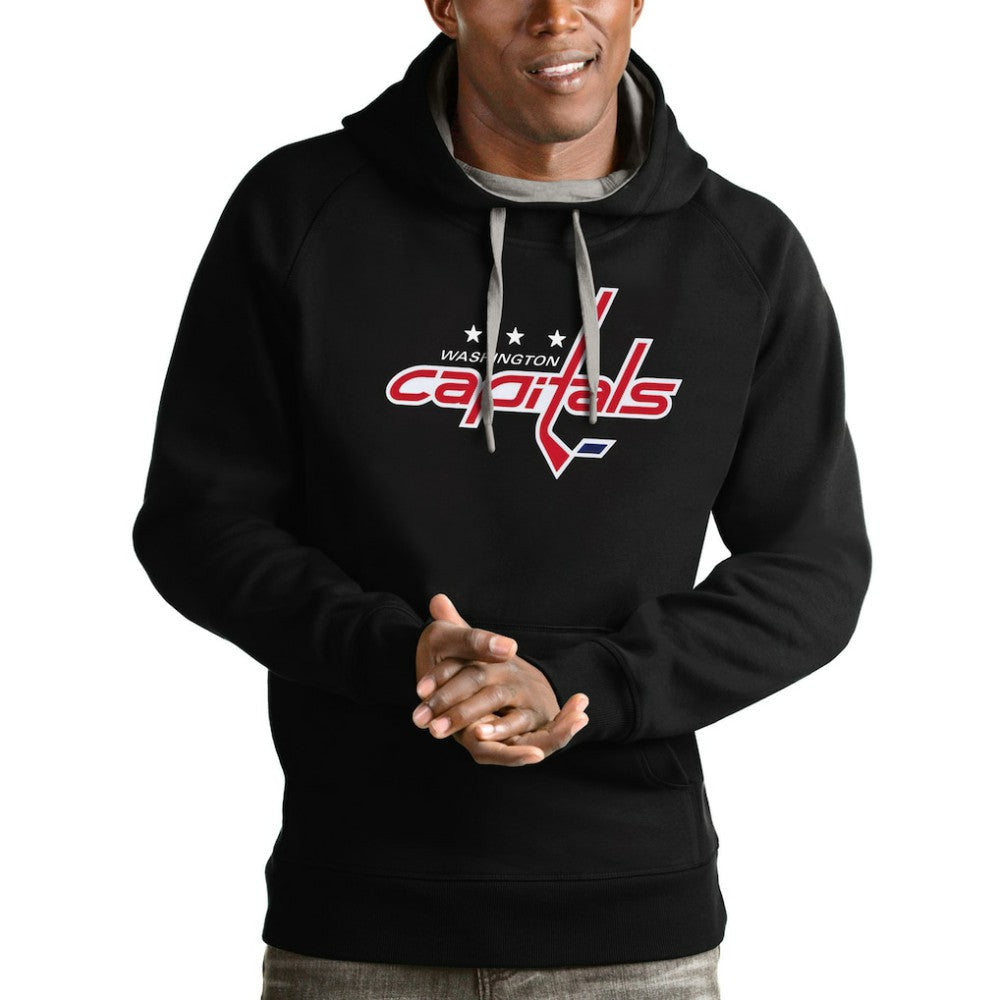 Washington Capitals Antigua Logo Victory Pullover Hoodie On Sale