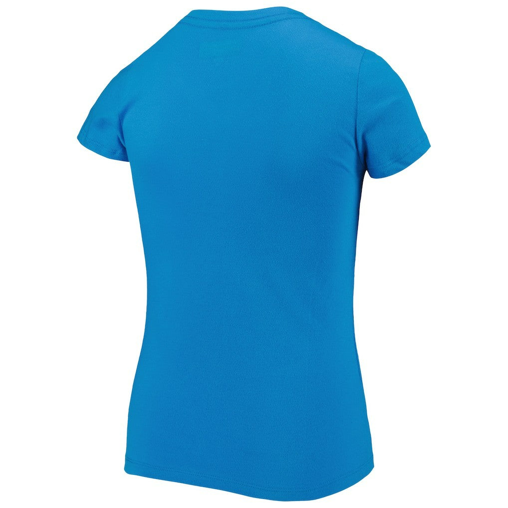 Carolina Panthers New Era Girls Youth Reverse Sequin Wordmark V-Neck T-Shirt