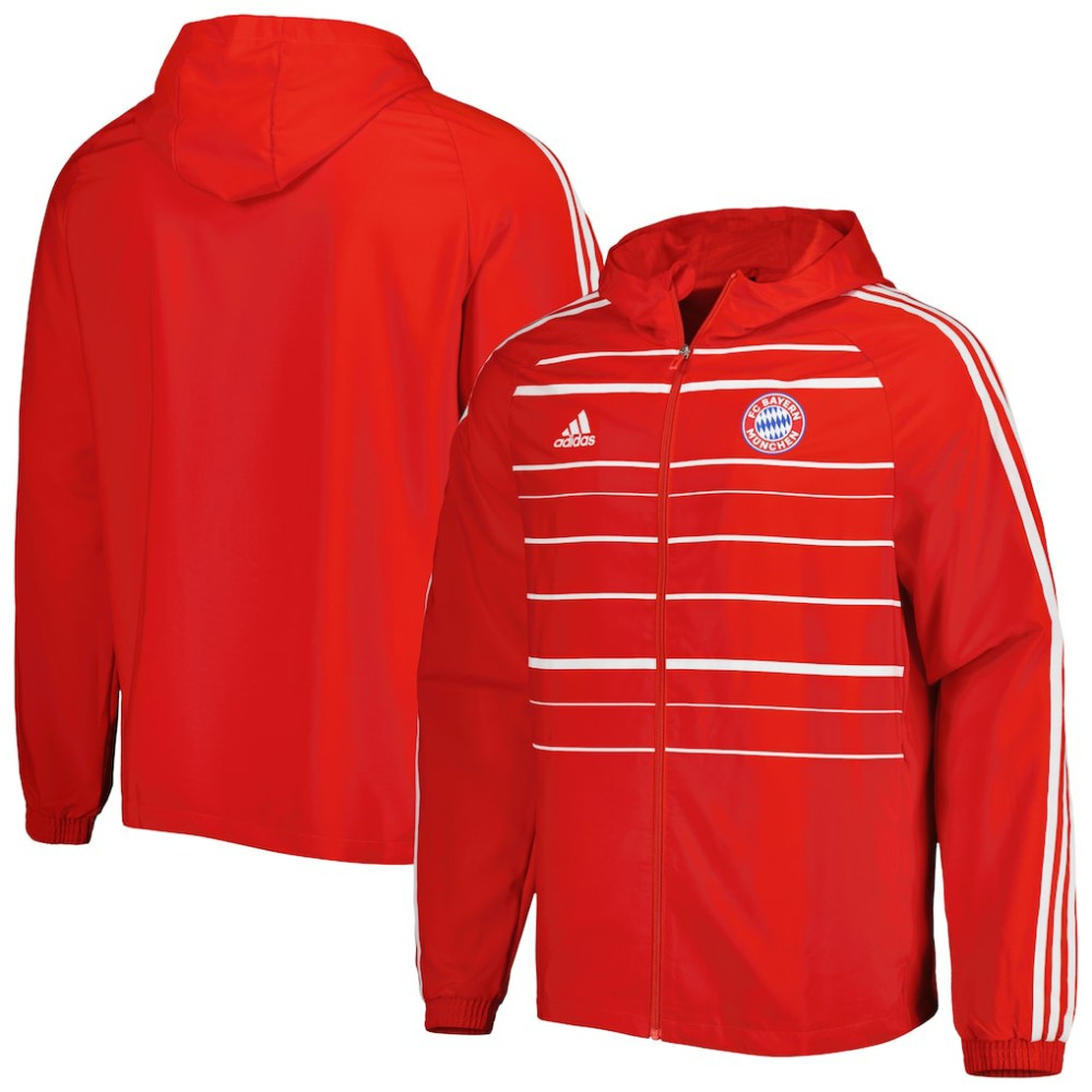 Bayern Munich DNA Raglan Full-Zip Hoodie Windbreaker Jacket Red - Adidas