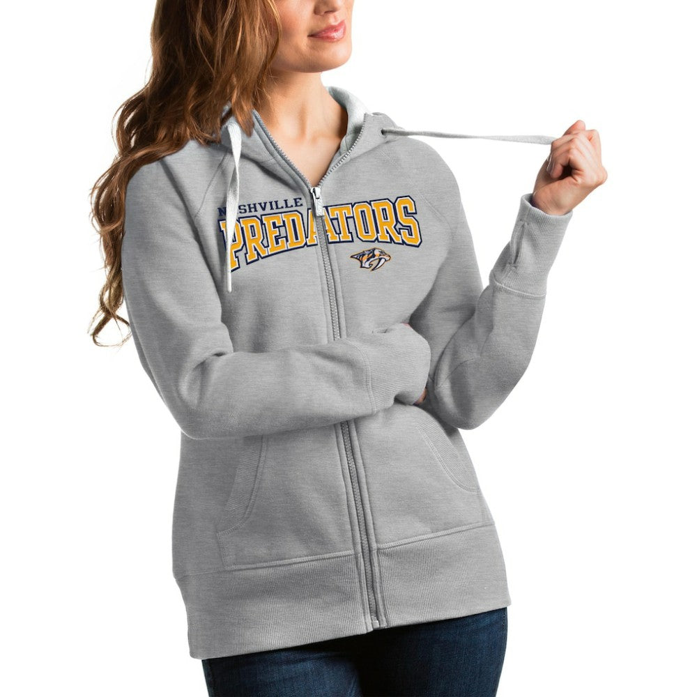 Nashville Predators Antigua Women's Wordmark Victory Full-Zip Hoodie On Sale