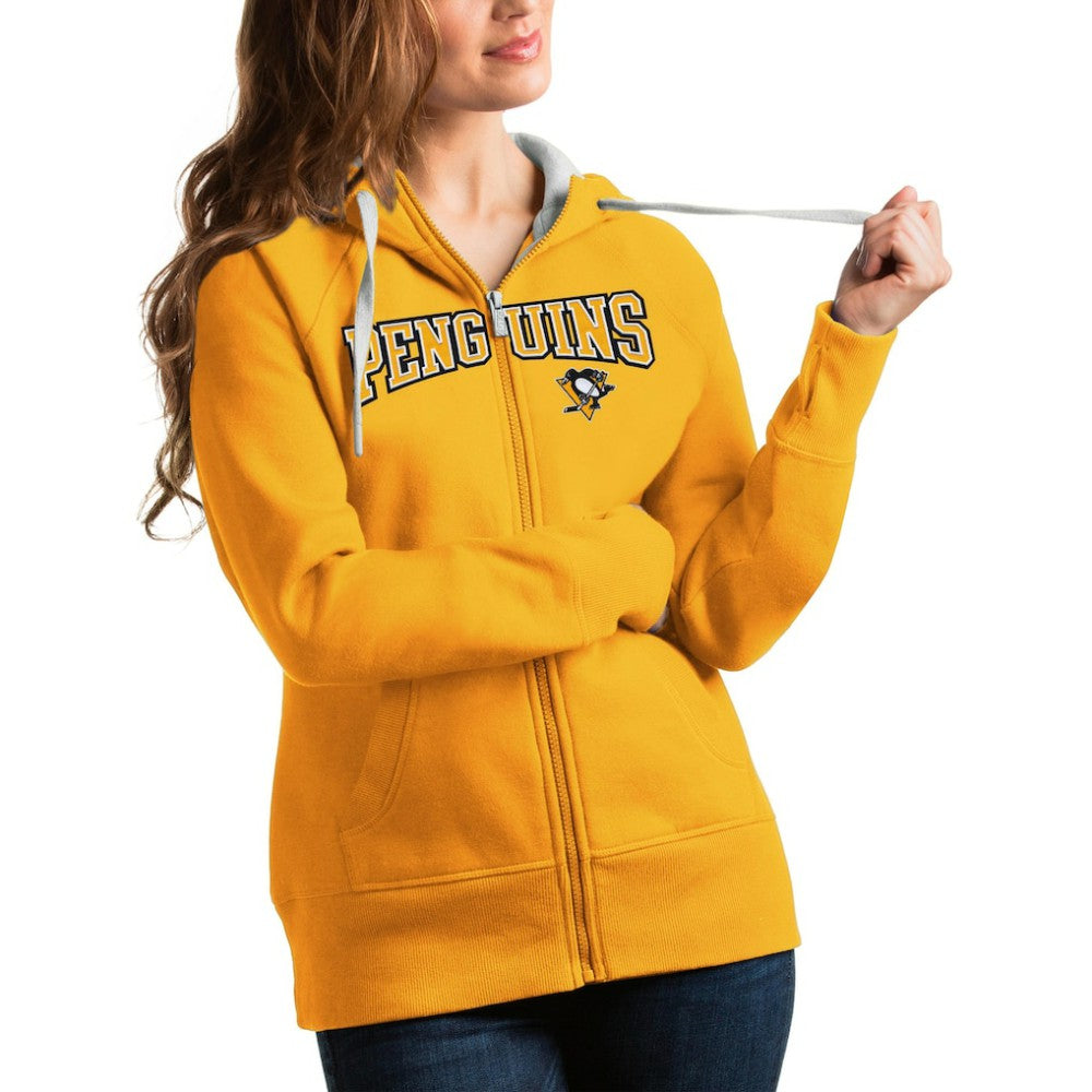 Pittsburgh Penguins Antigua Women's Wordmark Victory Full-Zip Hoodie Outlet