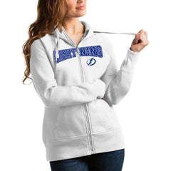 Tampa Bay Lightning Antigua Women's Wordmark Victory Full-Zip Hoodie On Sale