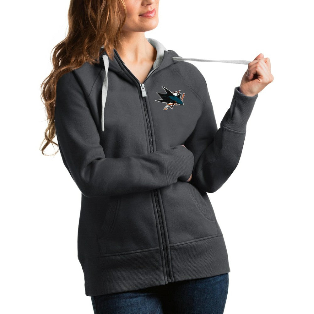 San Jose Sharks Antigua Women's Victory Full-Zip Hoodie Outlet