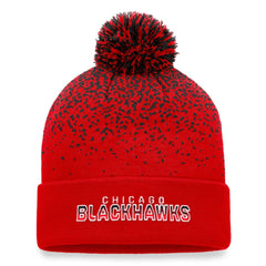 Chicago Blackhawks Fanatics Iconic Gradient Cuffed Knit Hat with Pom For Sale