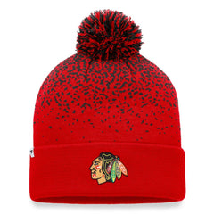 Chicago Blackhawks Fanatics Iconic Gradient Cuffed Knit Hat with Pom For Sale