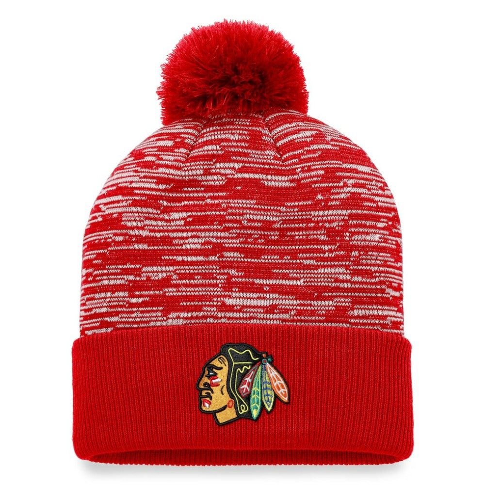 Chicago Blackhawks Fanatics Defender Cuffed Knit Hat with Pom Sale