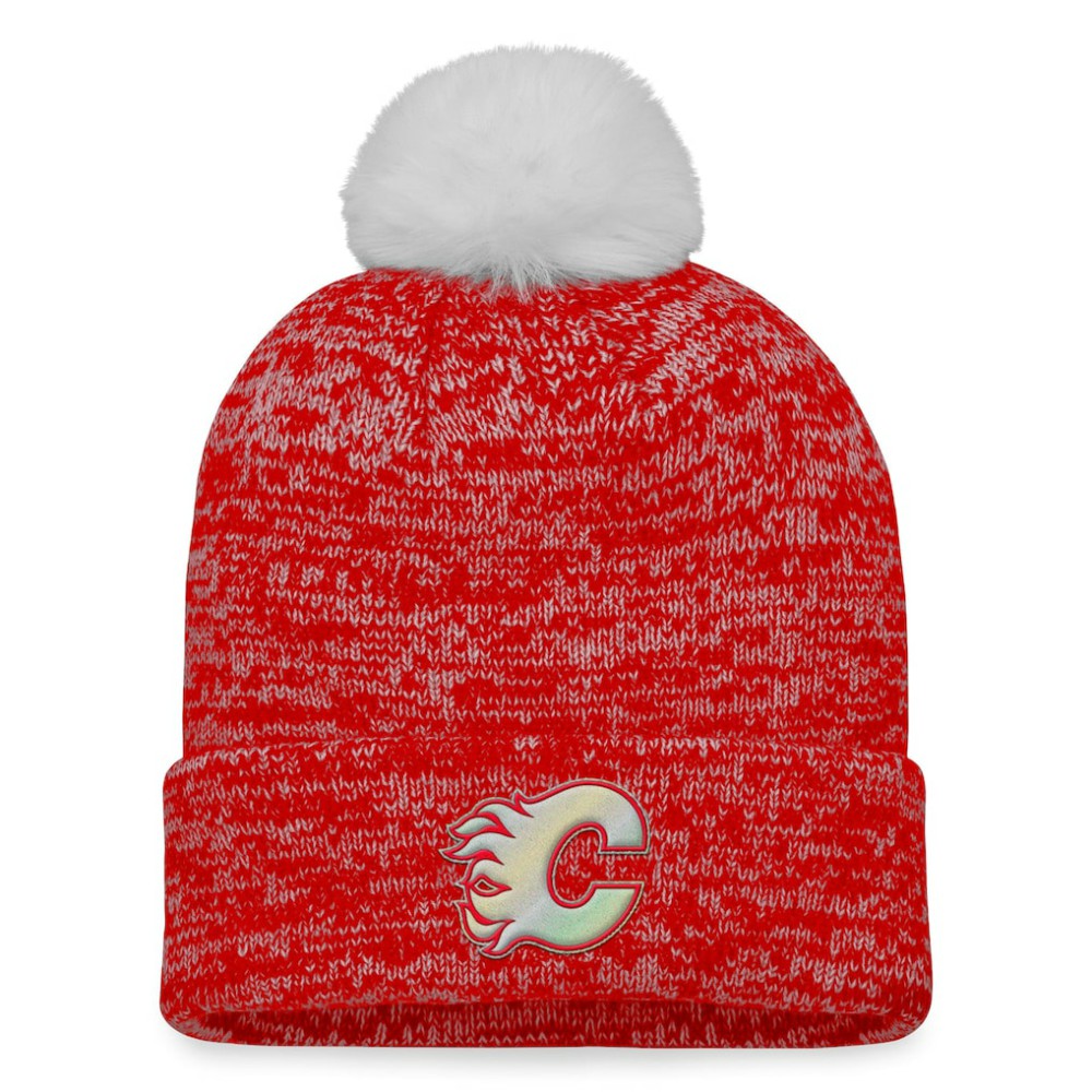 Calgary Flames Fanatics Women's Glimmer Cuffed Knit Hat with Pom Sale