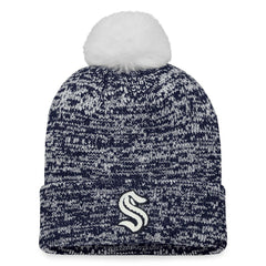 Seattle Kraken Fanatics Women's Glimmer Cuffed Knit Hat with Pom For Sale