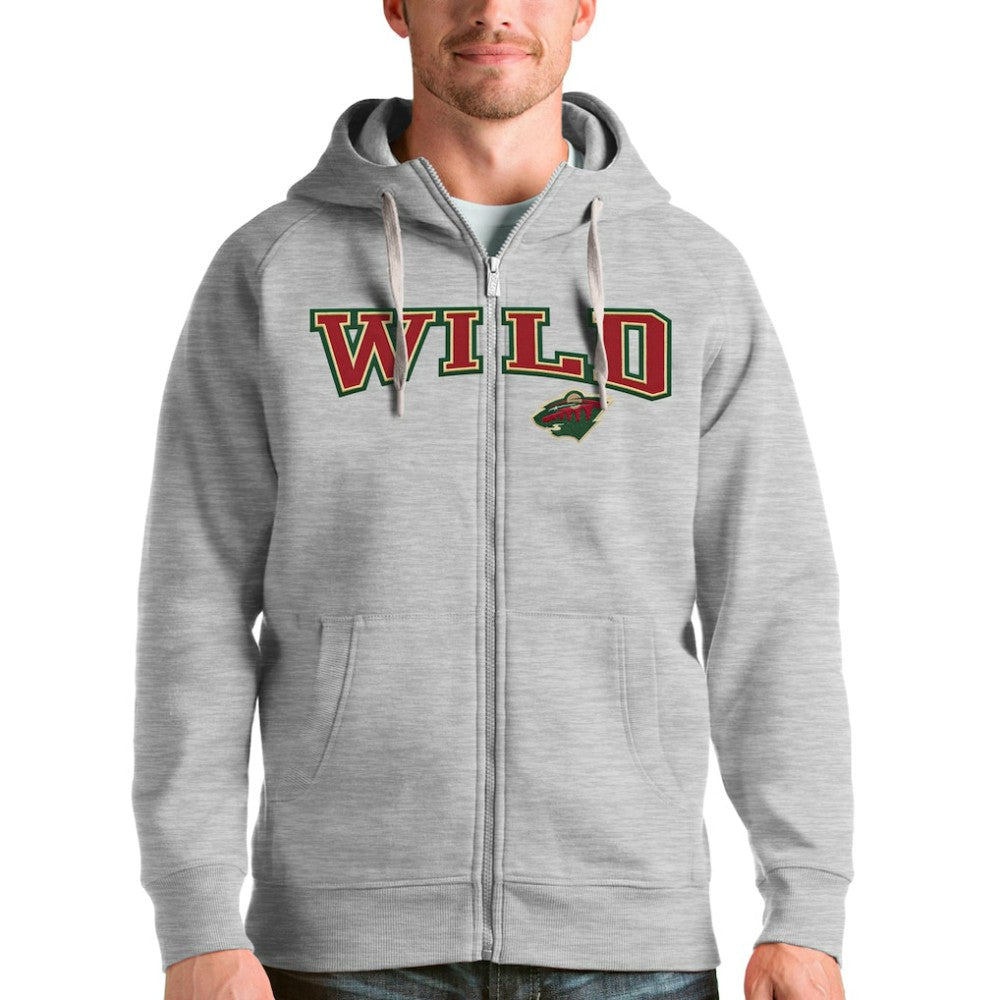 Minnesota Wild Antigua Wordmark Victory Full-Zip Hoodie For Sale