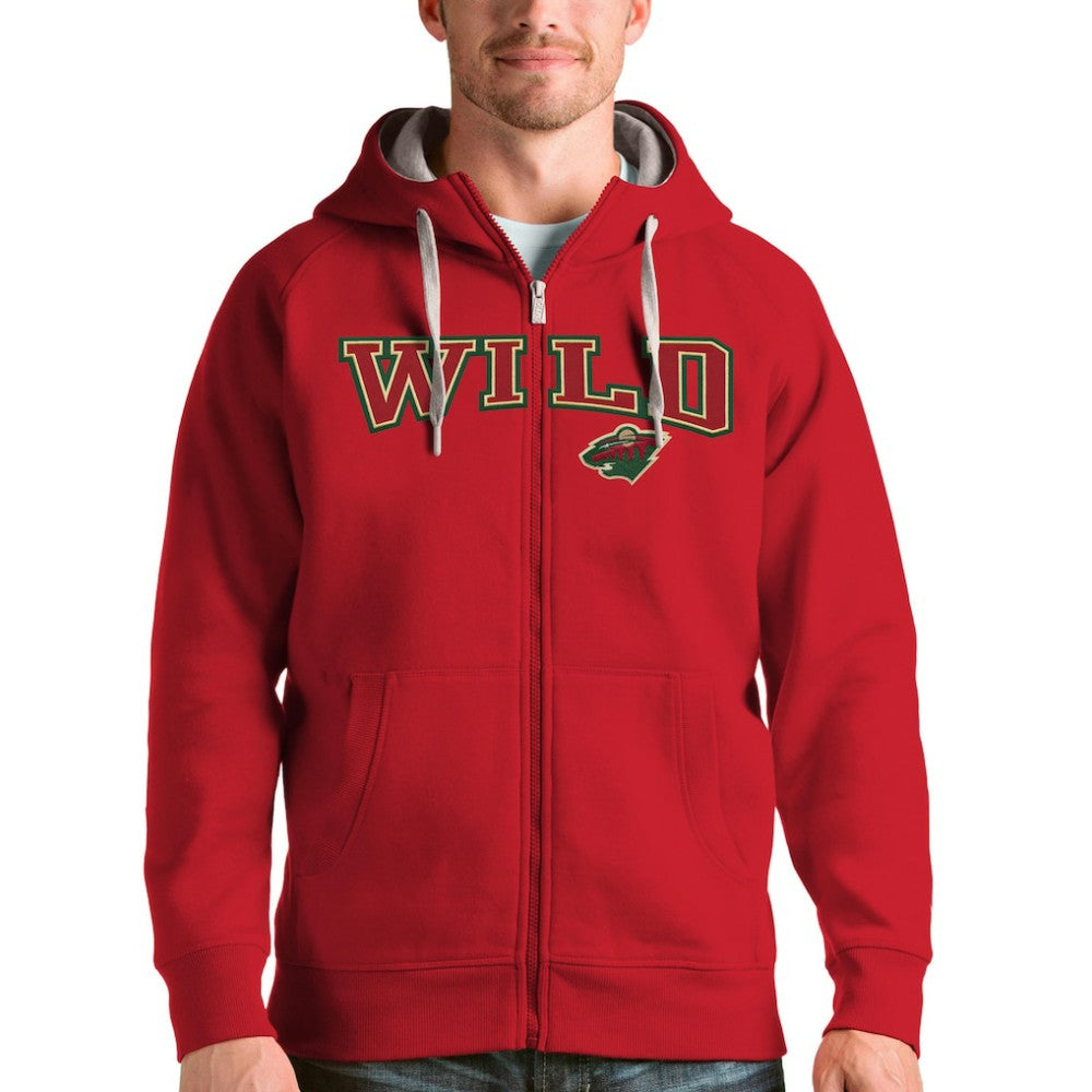 Minnesota Wild Antigua Wordmark Victory Full-Zip Hoodie Online