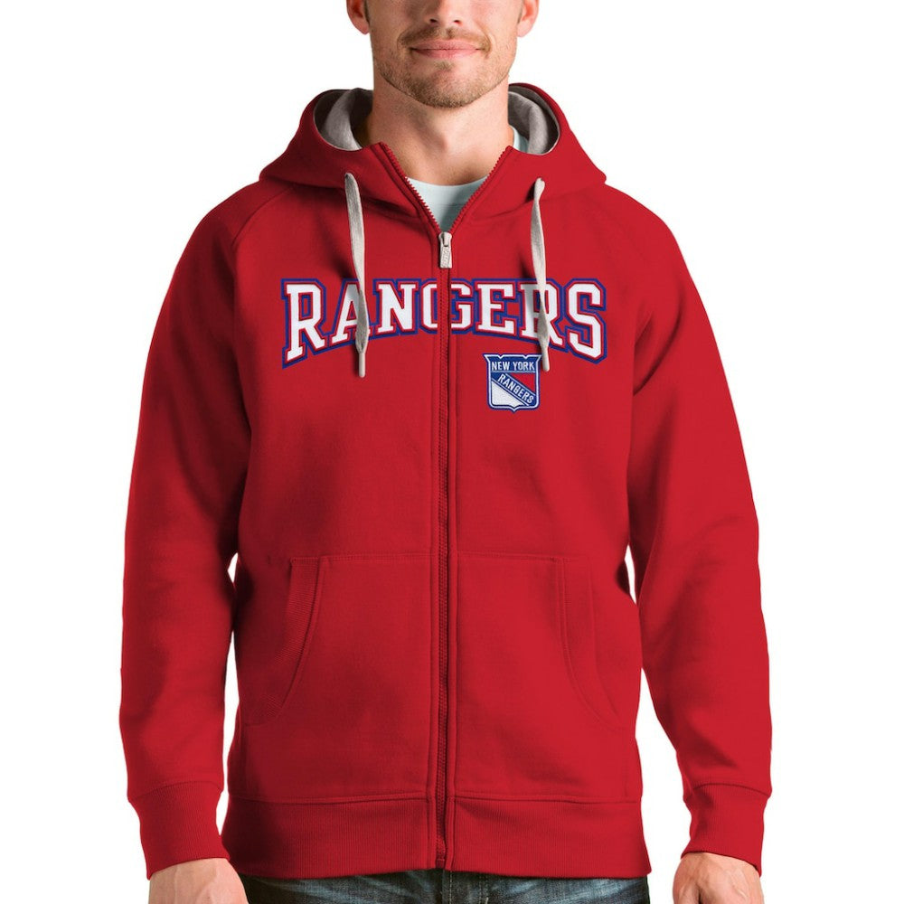 New York Rangers Antigua Wordmark Victory Full-Zip Hoodie For Sale